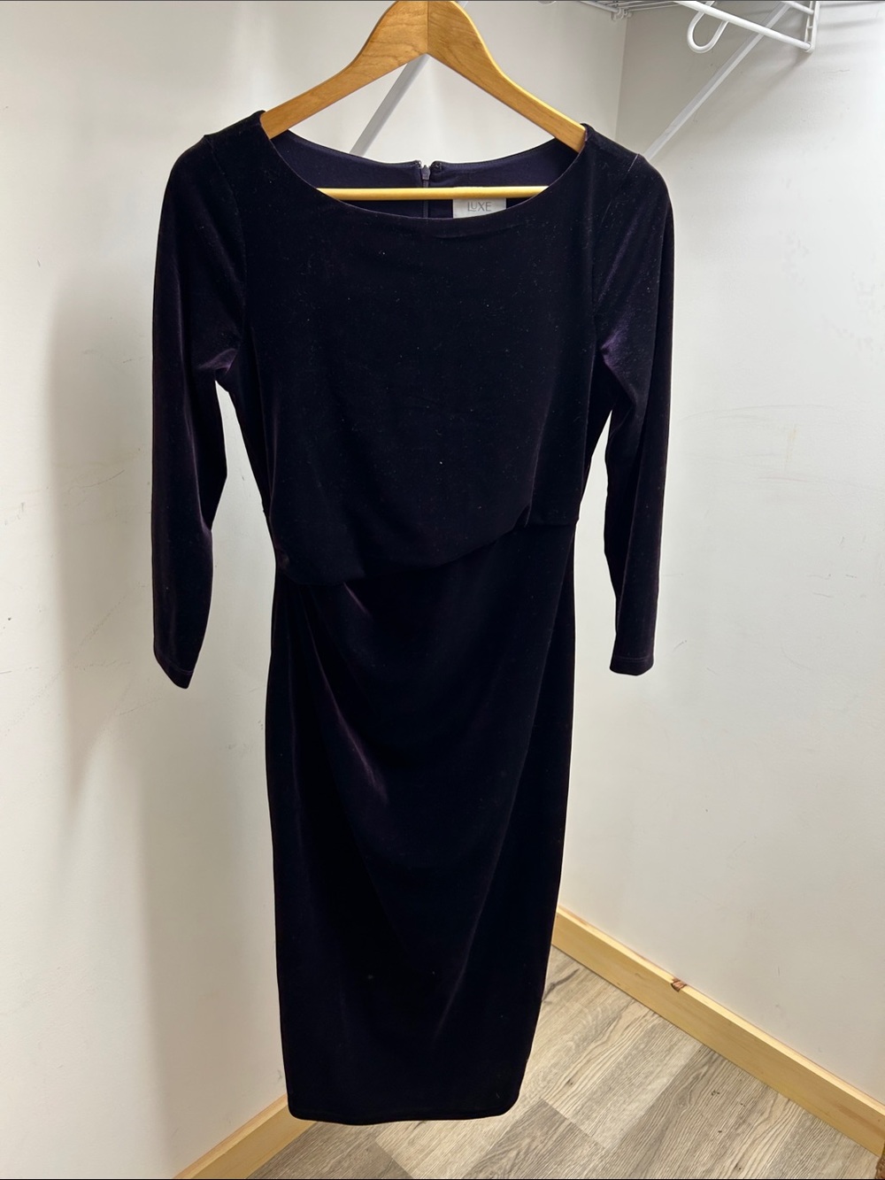 Seraphine Topaz | Boat Neck Velvet Maternity Dress